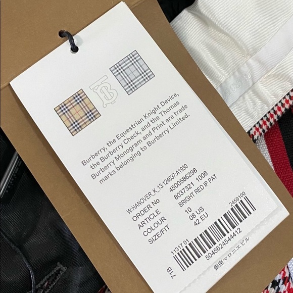 Burberry Wool Houndstooth Check Tailored Trousers Sz 8 New - Picture 16 of 16